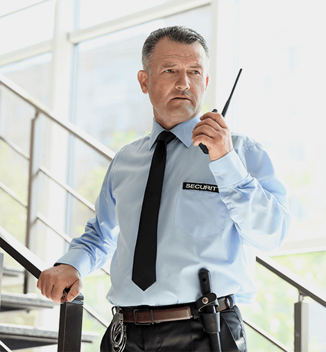 Security Guard using walkie talkie